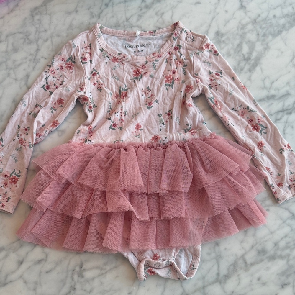 Posh Peanut Pink Floral Toddler Dress